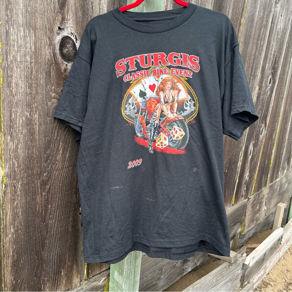 2009 Sturgis Motorcycle Classic Rally T-Shirt Large Front and Back Graphics Sz L